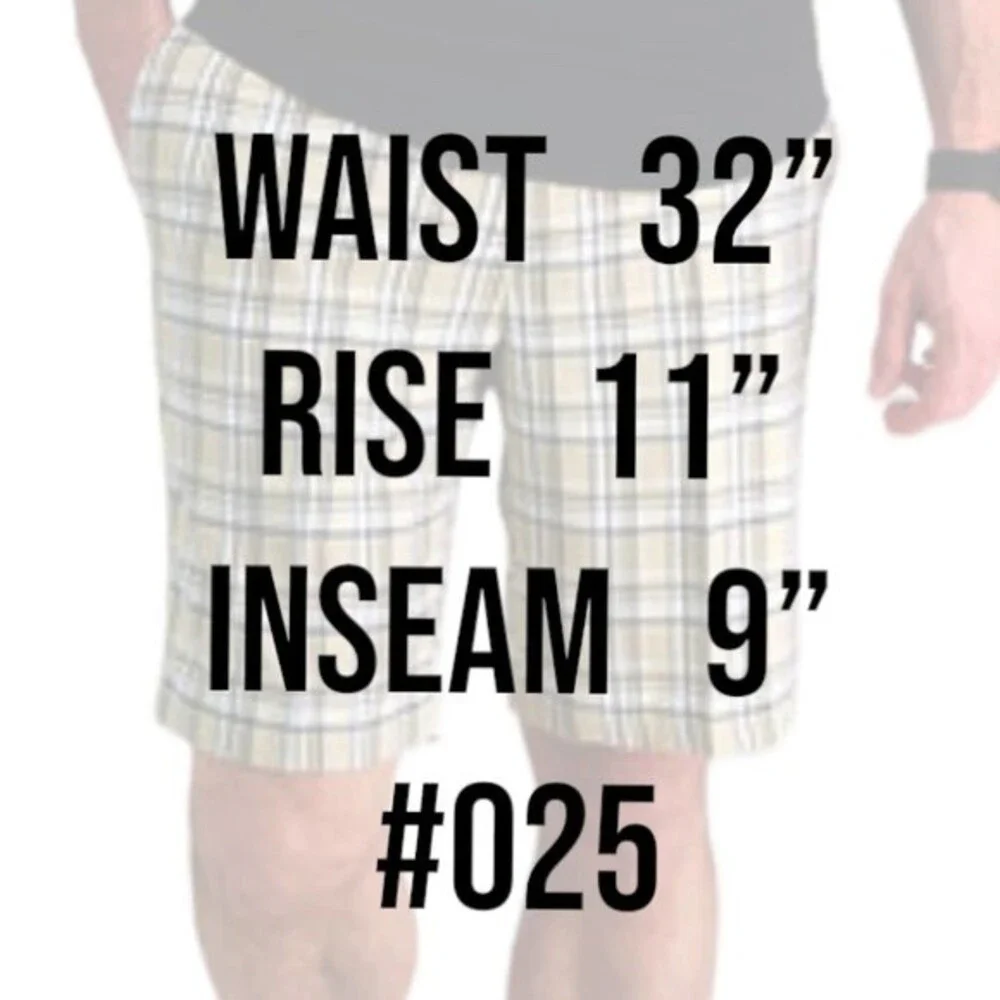 Columbia Men’s Plaid Shorts Size 32 Blue Tan Cotton 11” Rise 9” Inseam Outdoor
